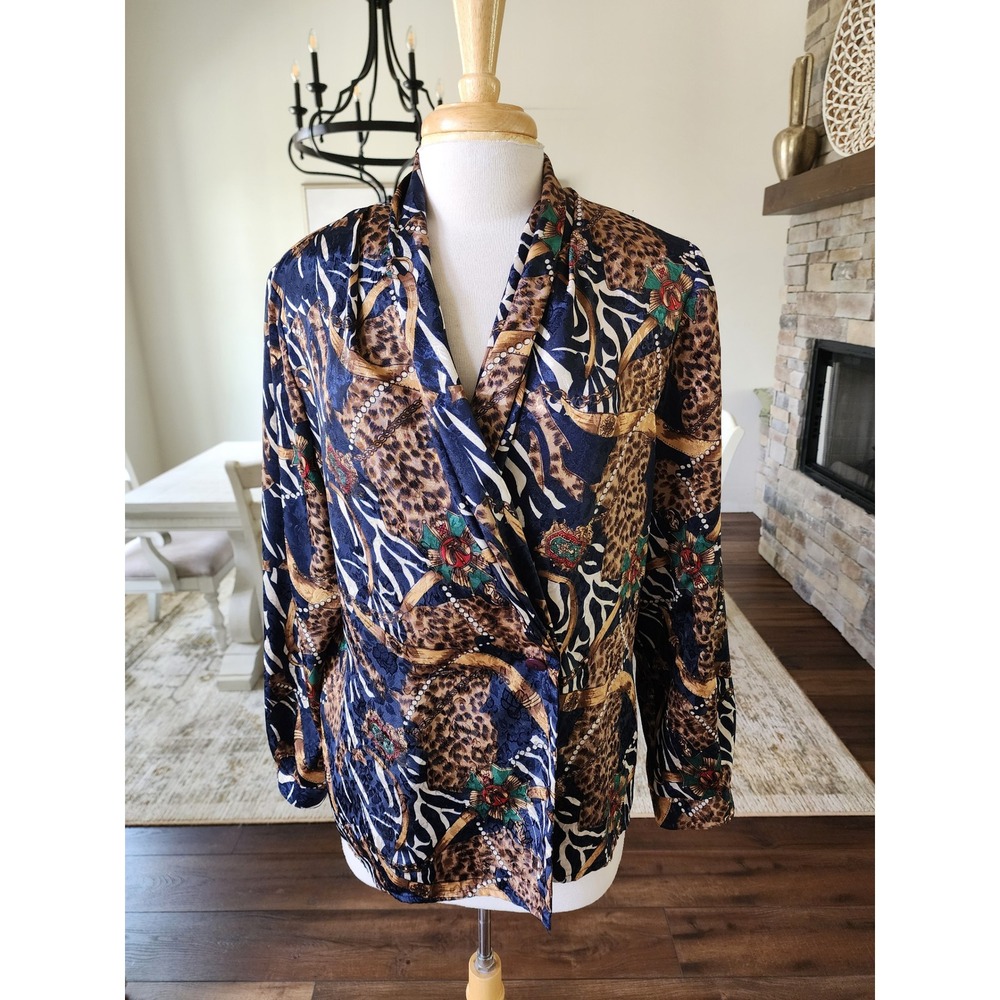 Vintage Norton McNaughton Animal Chain Mixed Print‎ Preppy Blazer  USA